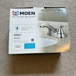 Moen Bathroom Faucet Adler 84603 2 handle 4" Center Chrome New in Opened Box